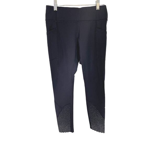 Lululemon Black "Tight Stuff Tight II" Reflective Dots Scalloped Hem Sz 6 - Picture 1 of 9